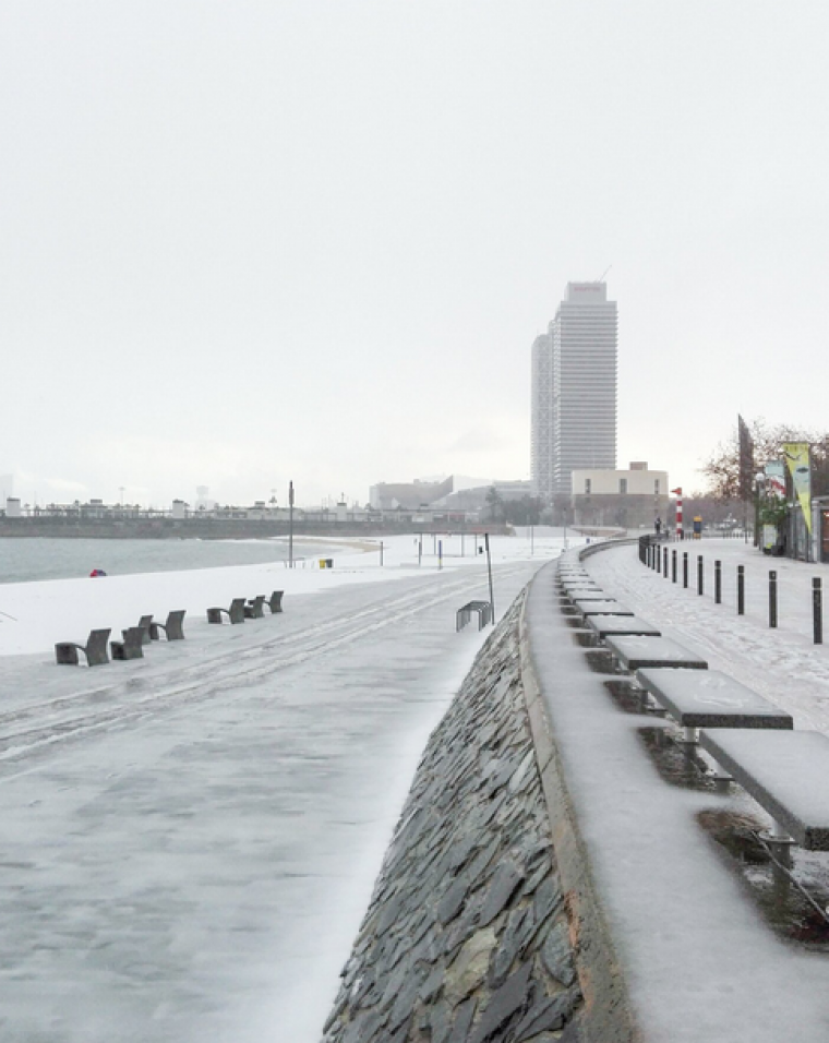 Nieve en la Barceloneta