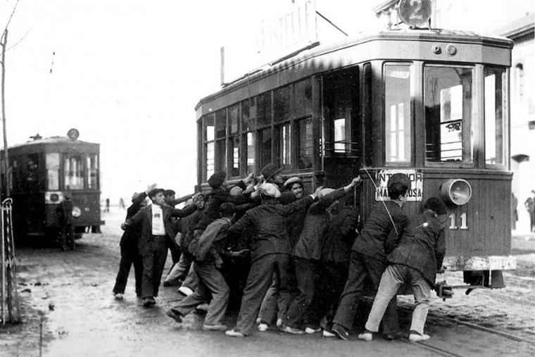Imagen de los días de la huelga de la Canadiense | Cedida