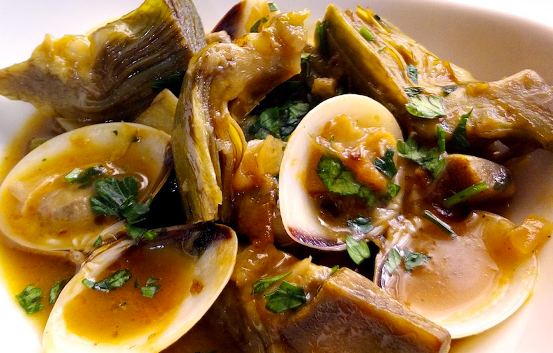 Carxofes amb cloïsses