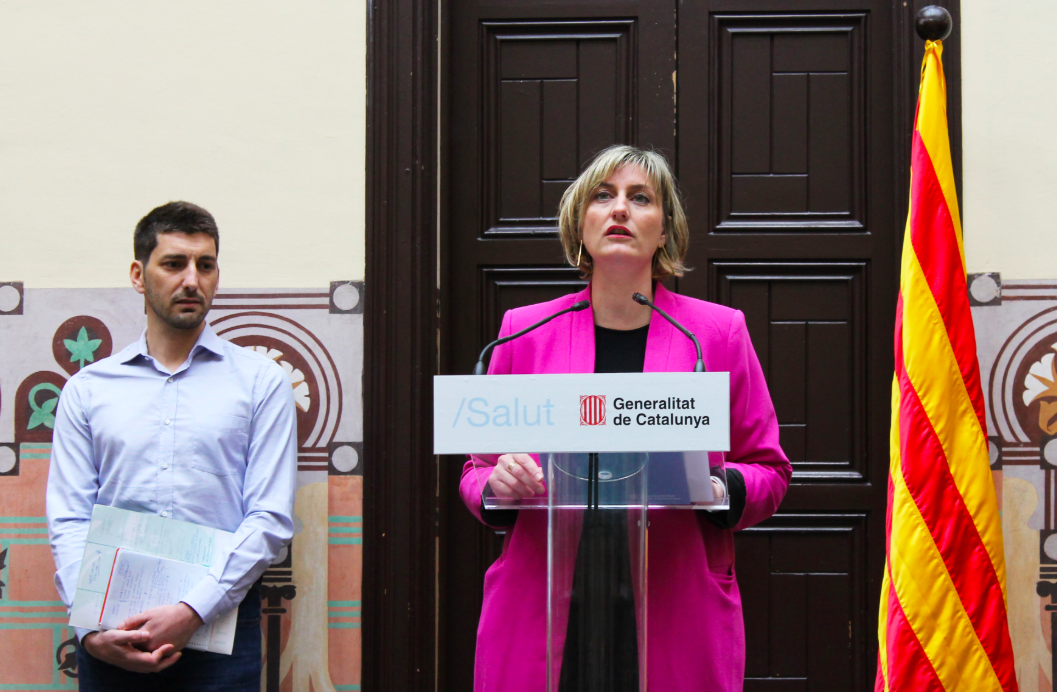 Moment de la roda de premsa de presentació de l'assaig, amb Mitjà i Vergés. FOTO: Generalitat de Catalunya