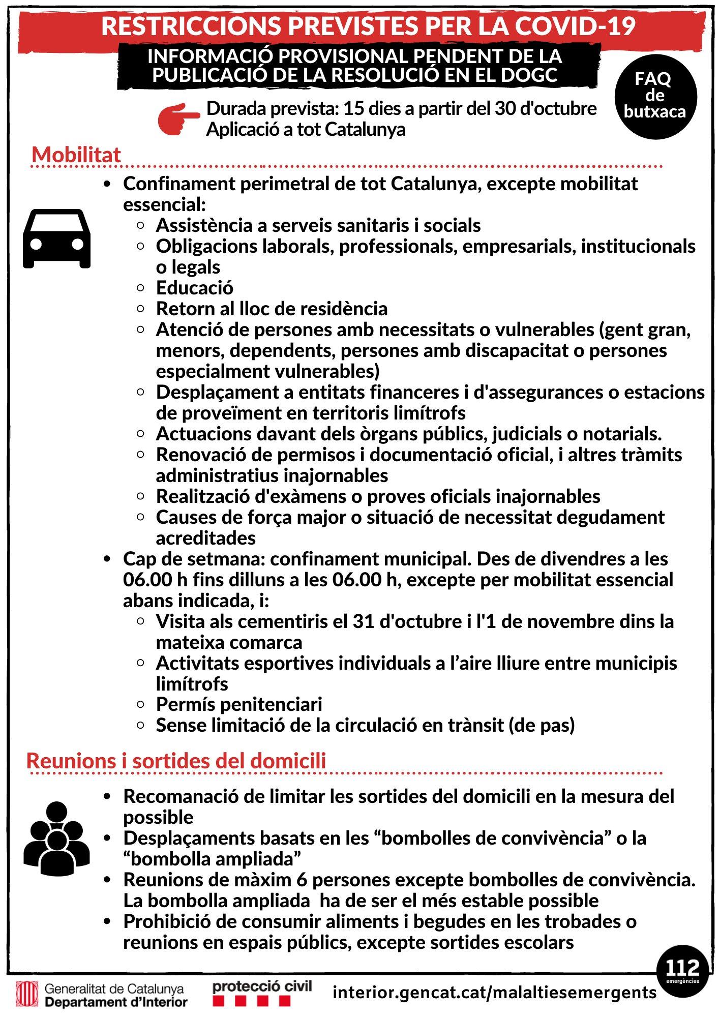 Mesures a partir del 30 d'octubre (2)