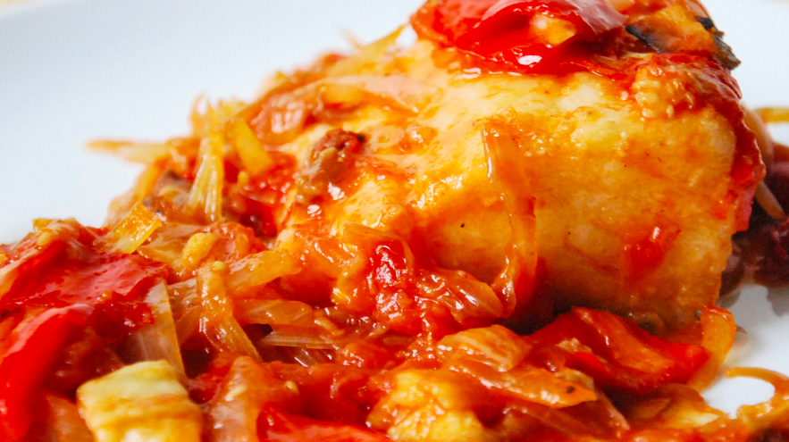 Bacallà con samfaina