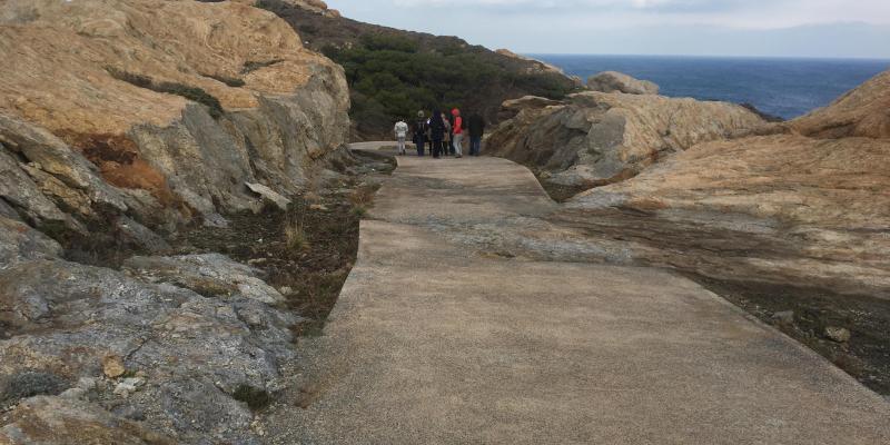 El vial asfaltat marca l'itinerari principal. D'aquest sorgeixen altres camins secundaris per accedir a diferents miradors. FOTO: Sandra Bisbe El vial asfaltat marca l'itinerari principal. D'aquest sorgeixen altres camins secundaris per accedir a diferents miradors. FOTO: Sandra Bisbe