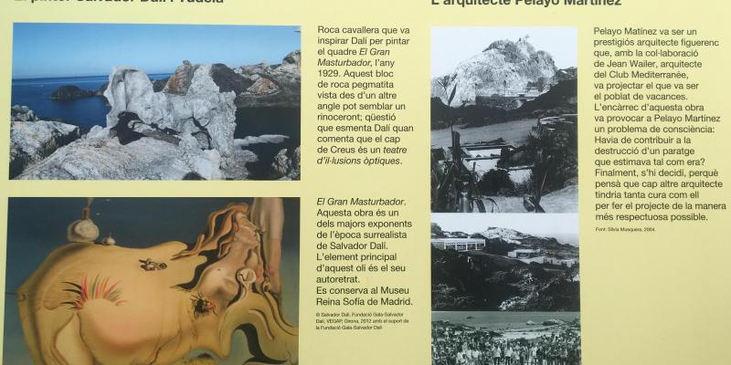 Al llarg del recorregut trobem cartells informatius que comparen les roques que van inspirar Dalí amb els seus quadres. FOTO: Sandra Bisbe Al llarg del recorregut trobem cartells informatius que comparen les roques que van inspirar Dalí amb els seus quadres. FOTO: Sandra Bisbe