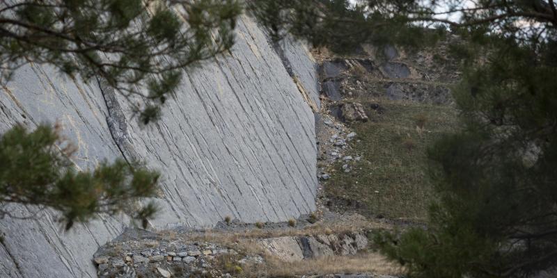 Les parets del jaciment paleontològic de Fumanya tenen milers de petjades de dinosaure. FOTO: Anna E. Puig