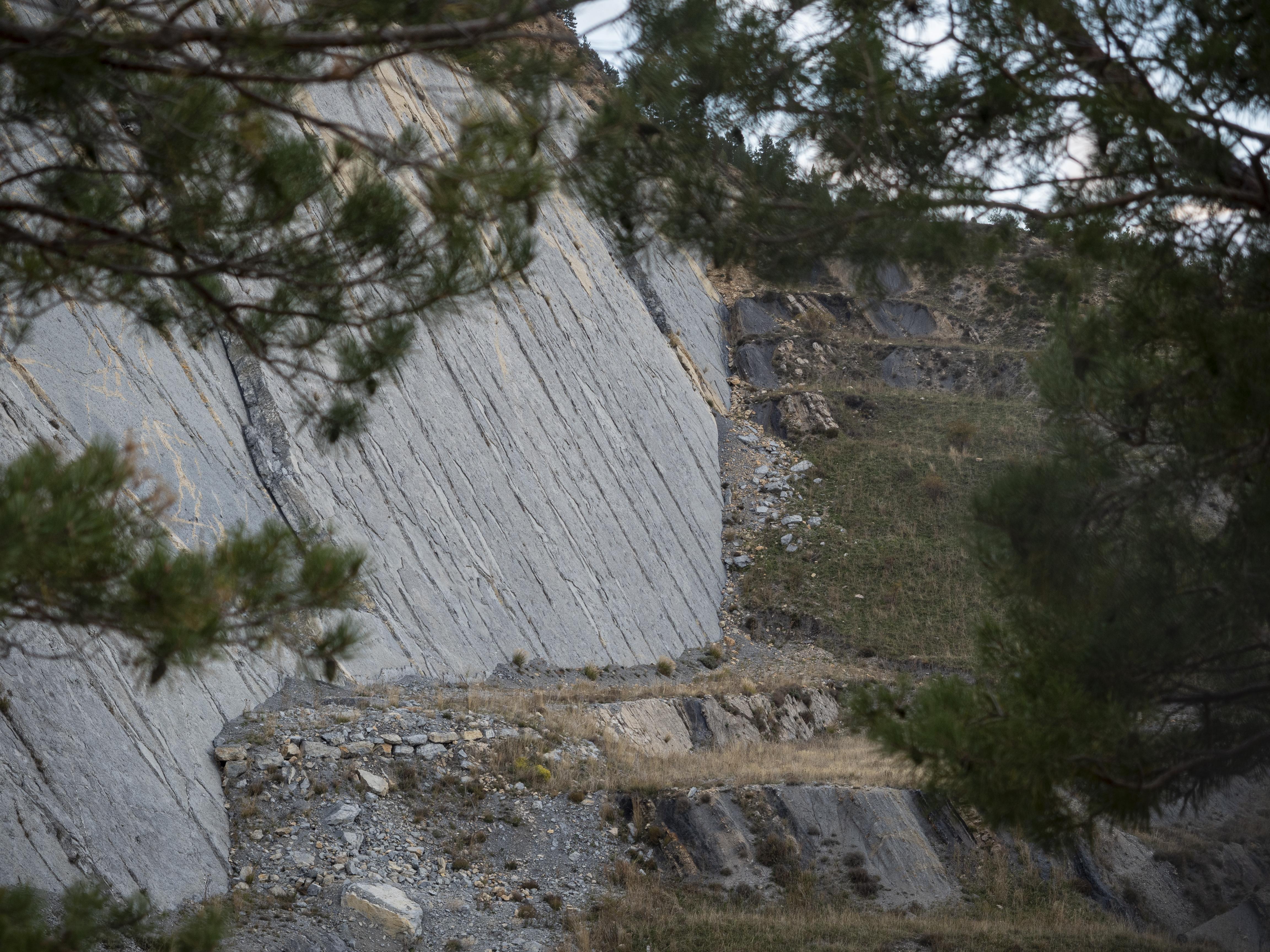 Les parets del jaciment paleontològic de Fumanya tenen milers de petjades de dinosaure. FOTO: Anna E. Puig