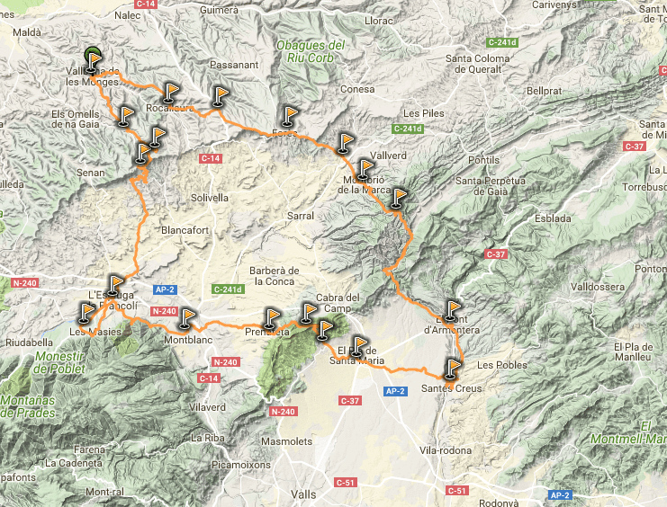 Mapa GR 175 de la Ruta del Cister