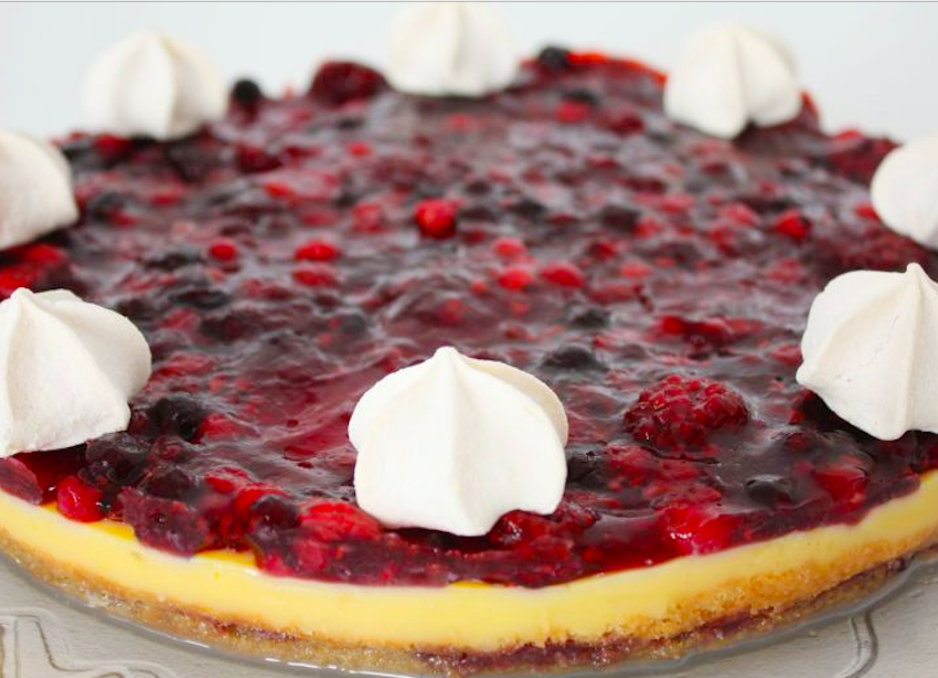 Pastís de flam i fruites del bosc