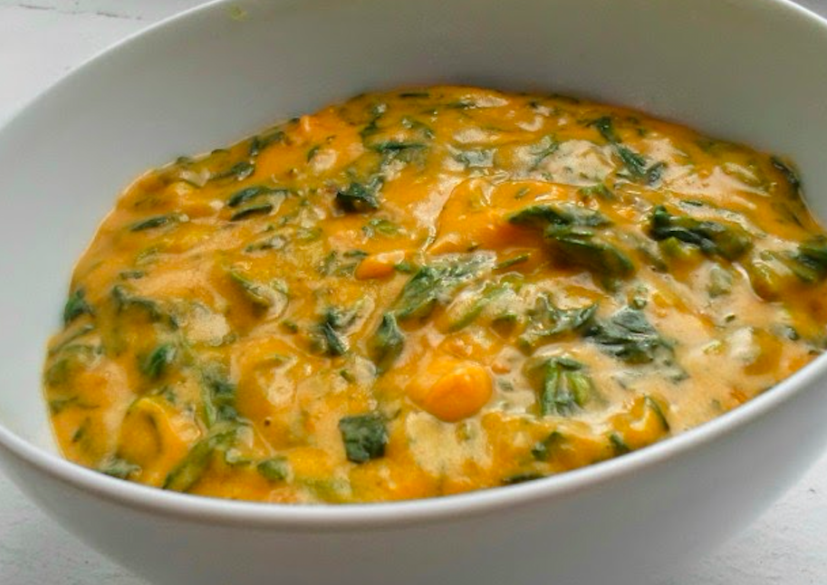 Sopa de moniato i espinacs Sopa de moniato i espinacs