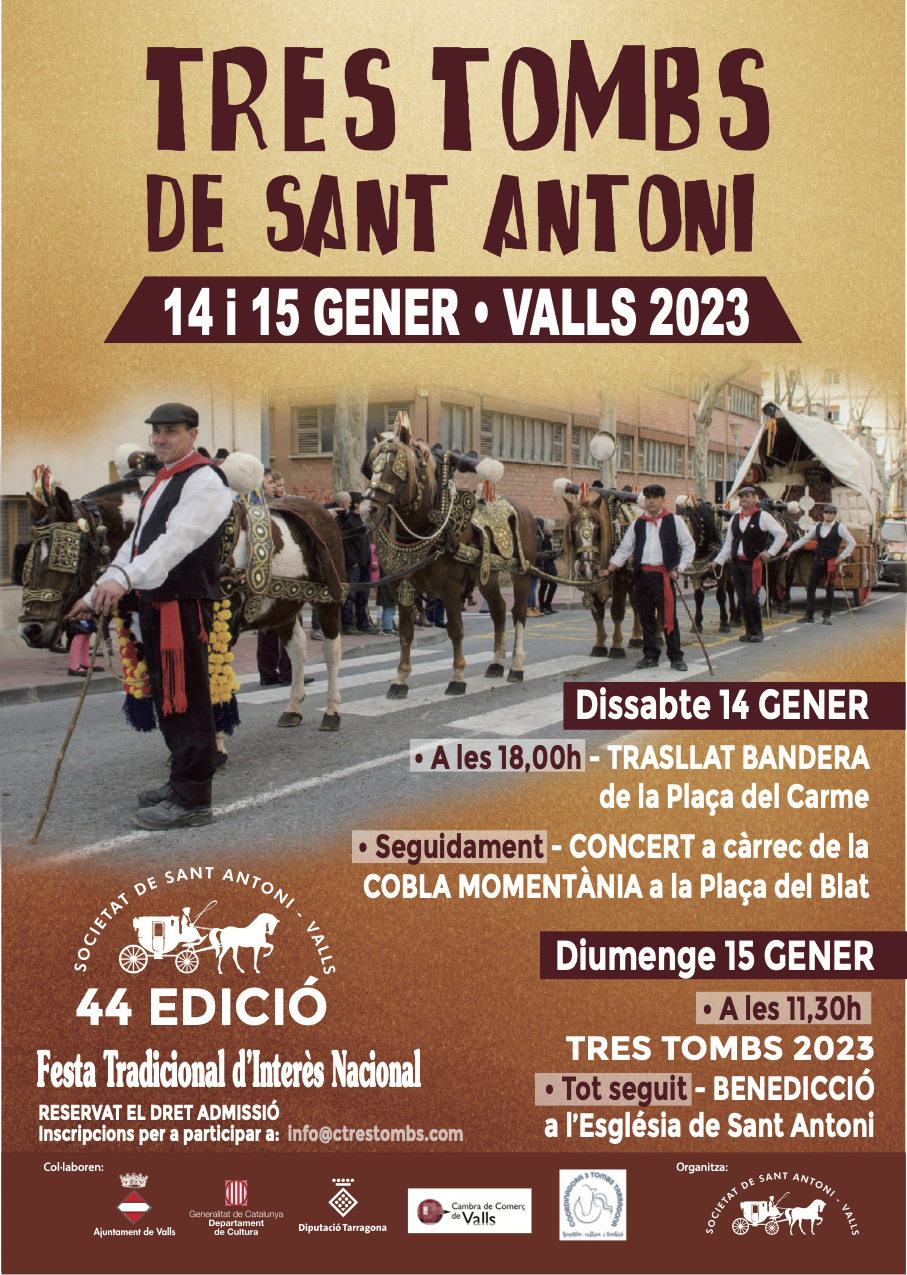 Cartell dels Tres Tombs de Sant Antoni a Valls 2023 Cartell dels Tres Tombs de Sant Antoni a Valls 2023